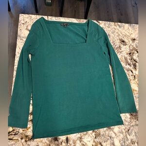 JCREW square neck 3/4 sleeve green shirt